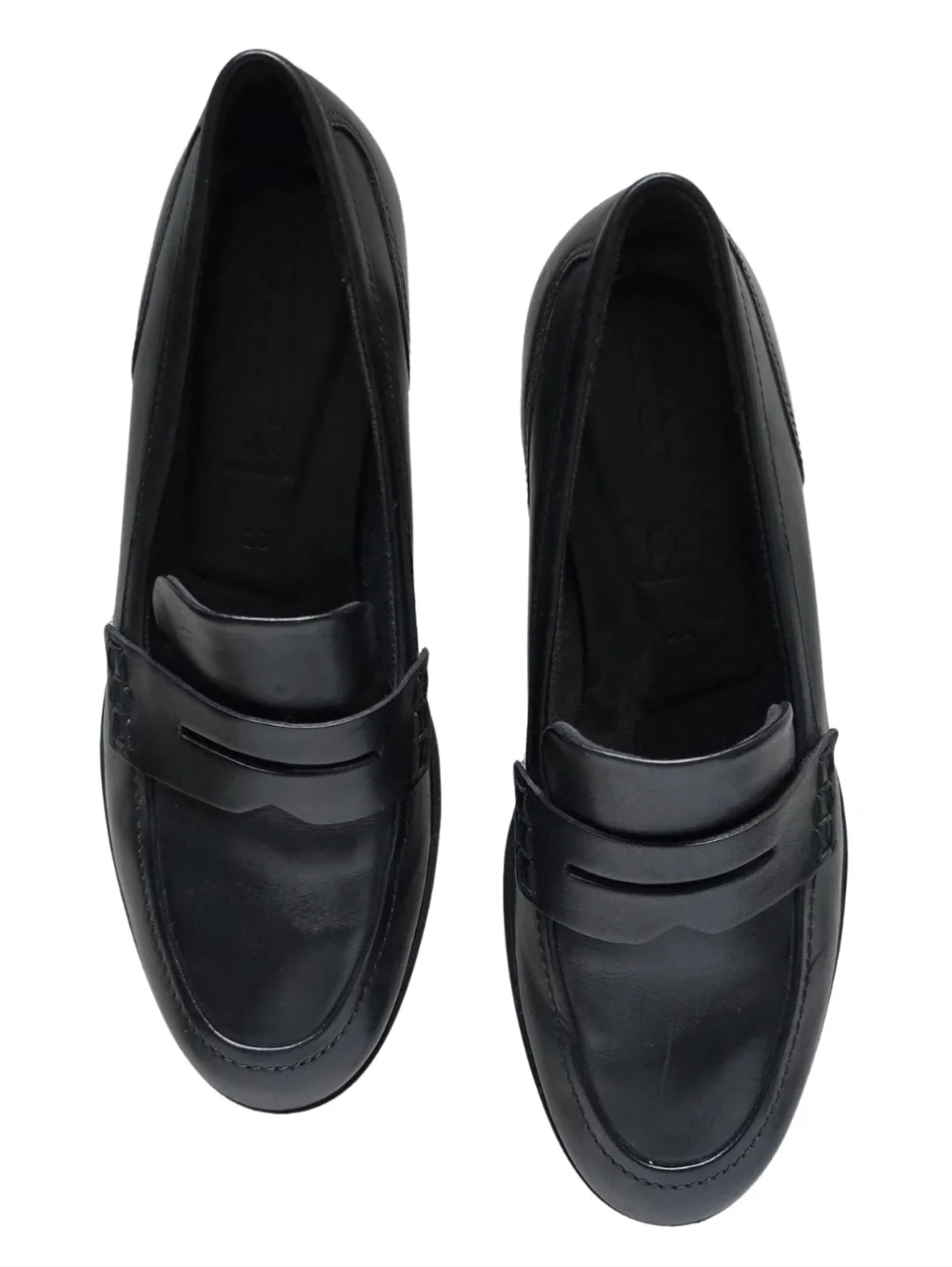 ECCO Dress Penny Black Loafers Chunky Leather